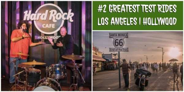 Teil 5 - USA Tour Story | Uns erwarten zwei Tage Las Vegas und der Grand Canyon Wir in Los Angeles im Hard Rock Cafe in Hollywood. a man playing drums in front of a sign.