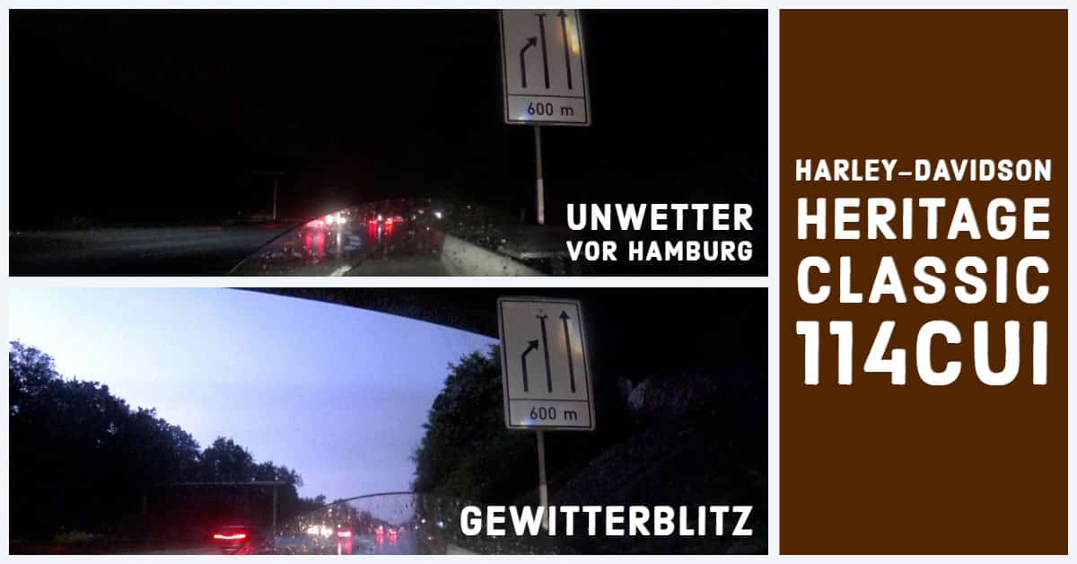 Regenwetter auf der Autobahn mit der Harley-Davidson