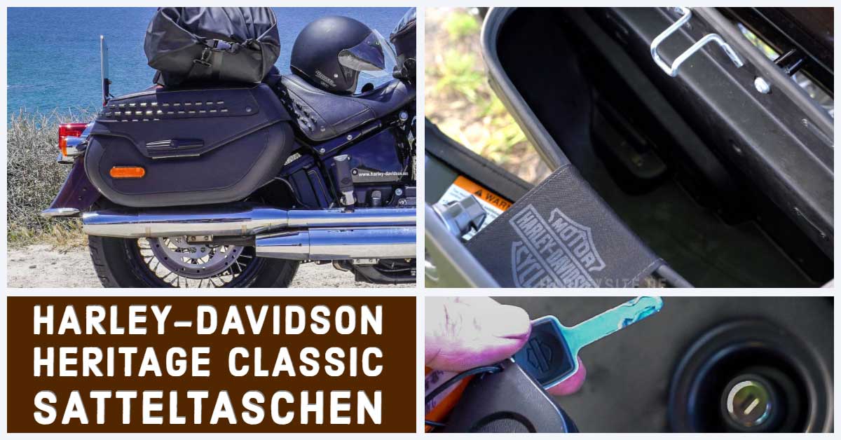 Zeigt die Harley-Davidson Heritage Classic 114 Satteltaschen