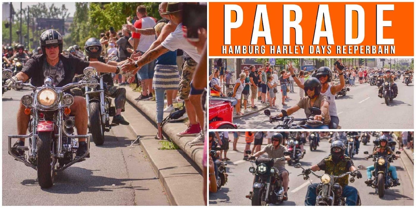 Collage zur Hamburg Harley Days Parade auf der Reeperbahn