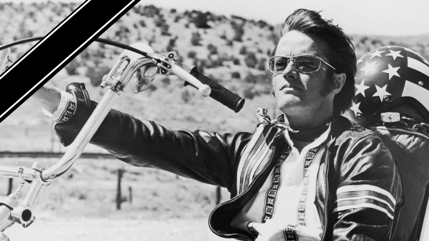 Easy Rider Star Peter Fonda auf seinem Harley Chopper