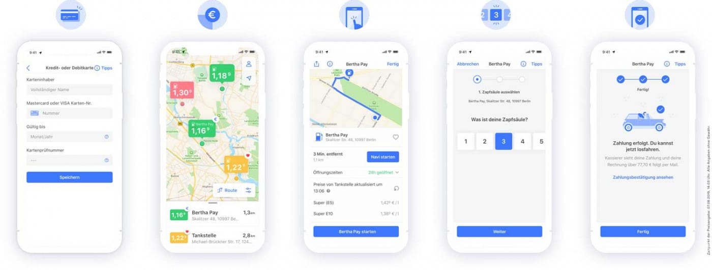 BerthaApp Apple Bertha Pay Screens
