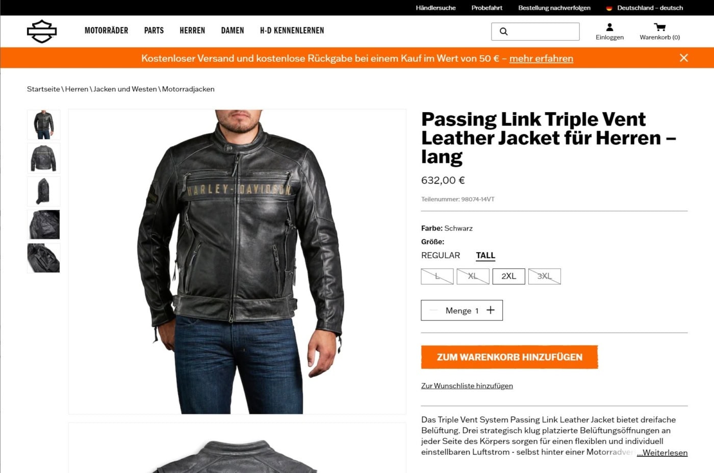 Harley-Davidson Online Shop Produkte