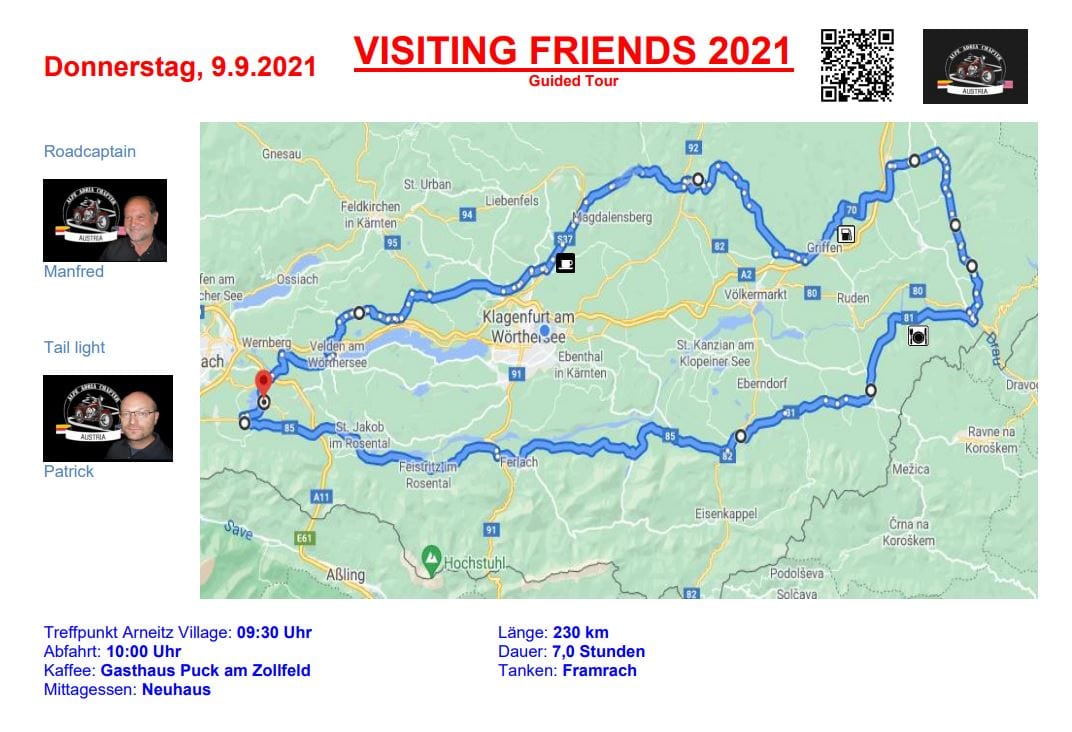 Three great guide tours with the Alpe-Adria-Chapter for the European Bike Week 2021 Alpe-Adria-Chapter Tour 2 - European Bike Week 2021