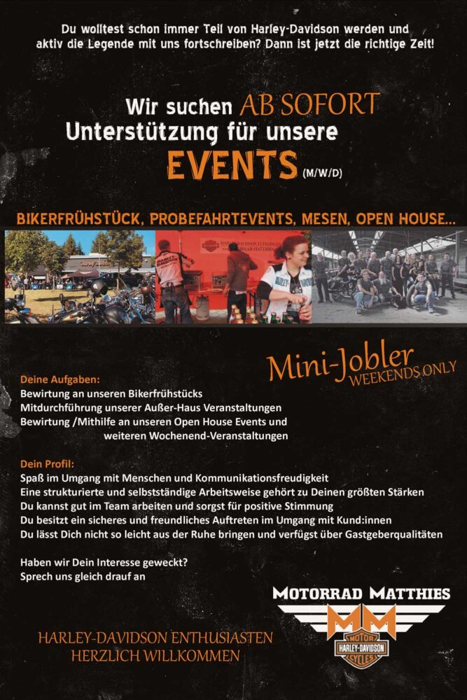 JOBS - Harley-Davidson Tuttlingen Event employee (M/F/D) Harley Davidson Tuttlingen