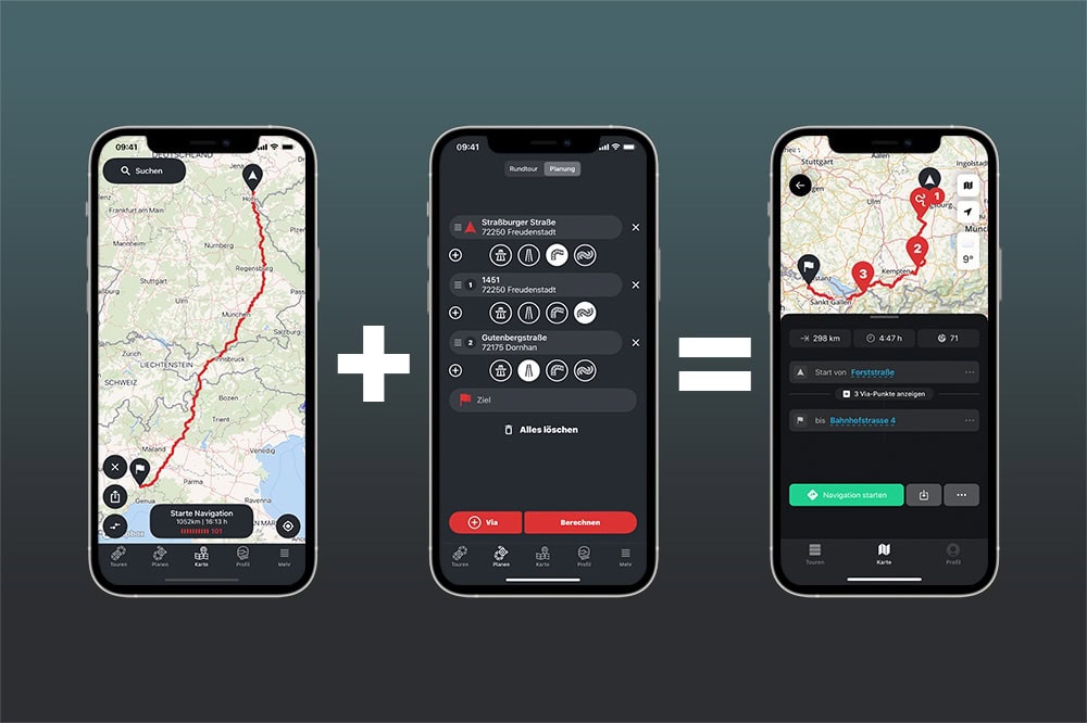 Calimoto comparison - Old and new planning - Photo Calimoto