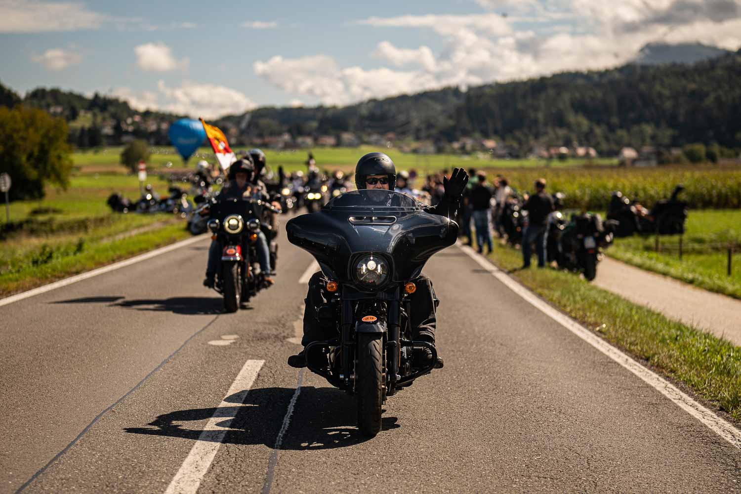 Harleys on their way to European Bike Week