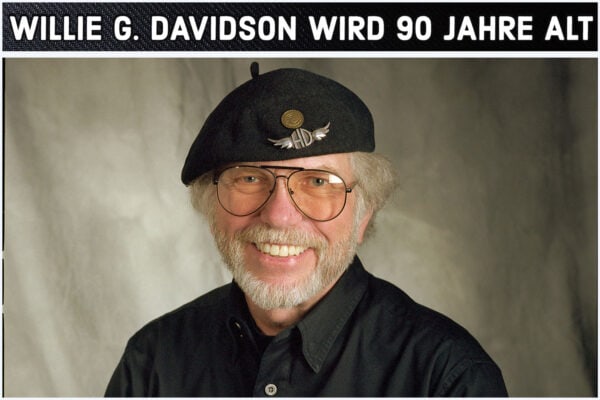 In the photo is Willie G. Davidson from Harley-Davidson
