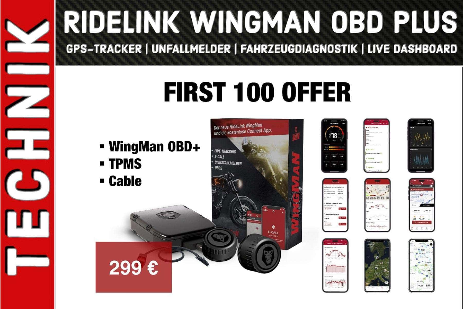 RideLink GmbH, ein Pionier in der Motorradtechnologie, kündigt den Start einer Kickstarter-Kampagne für den innovativen WingMan OBD Plus an.