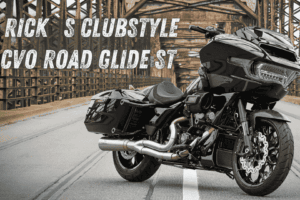 Rick's Motorcycles Clubstyle CVO Road Glide ST, on a bridge.