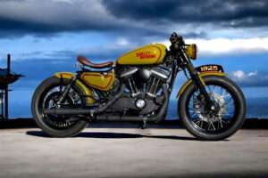 a motorcycle parked on concrete