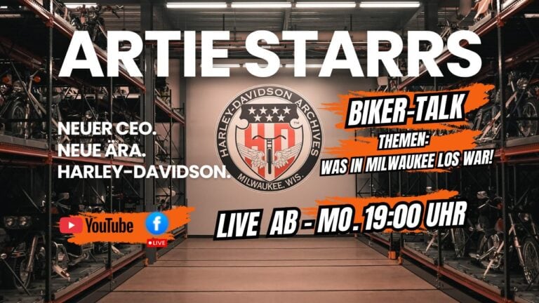 Harleysite Biker-Talk Livestream mit Artie Starrs, dem neuen Harley-Davidson CEO, live am Montagabend ab 19 Uhr. Thema ist, was in Milwaukee los war.