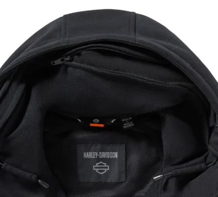 Harley-Davidson Breakout Deflector Hooded Fleece Detailansicht – Kapuze mit Innenlabel
